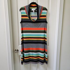 Joseph Ribkoff Striped Sleeveless Cowl Neck Dress - Multicolor